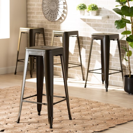 Baxton Studio Horton ModernIndustrial Gunmetal Finished Metal 4-Piece Stackable Bar Stool Set, PK4 192-4PC-12047-ZORO